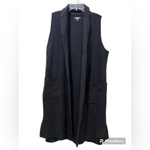 Lord & Taylor Women’s Black 100% Merino Wool Knit Sweater Vest Cardigan Sz Small